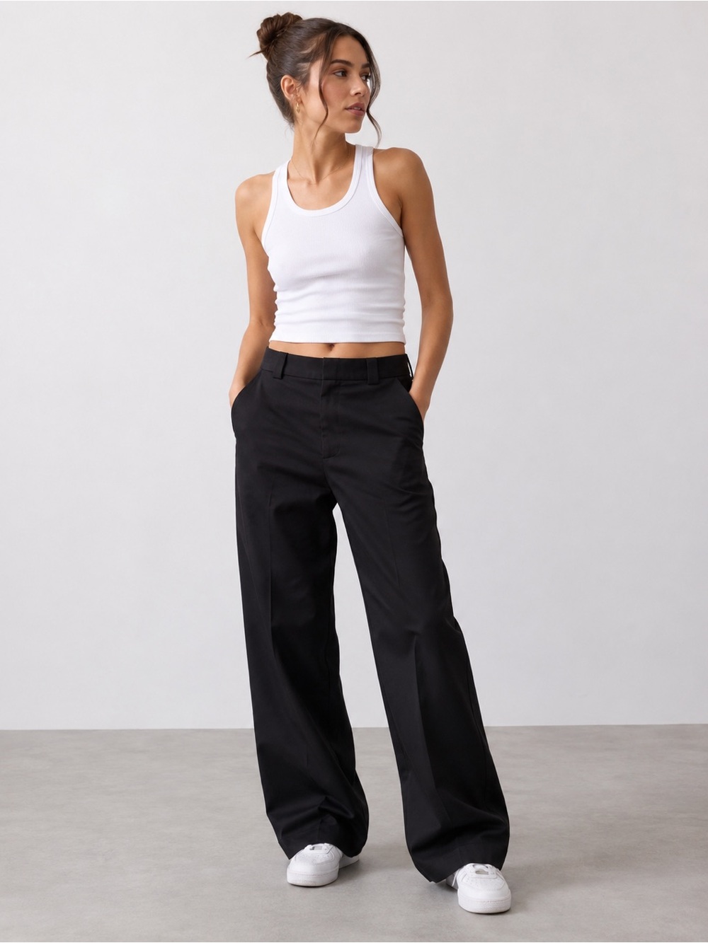 Dickies Black Wide Leg Twill Work Pants Women’s Size 12 High Rise Relaxed Fit